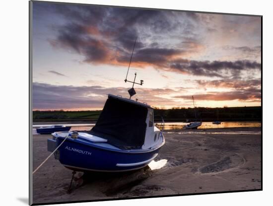 Fishing Boat on the Aln Estuary at Sunset, Alnmouth, Near Alnwick, Northumberland, England, United -Lee Frost-Mounted Photographic Print