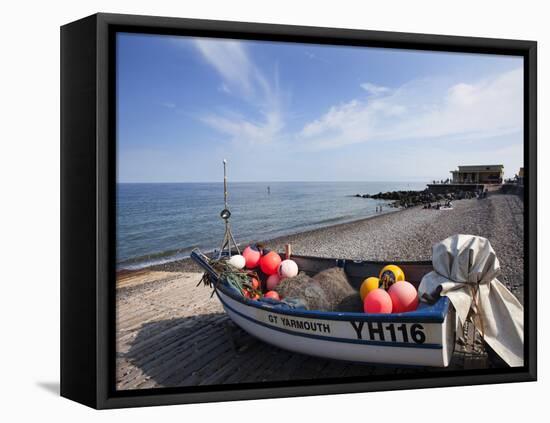 Fishing Boat on the Shingle Beach at Sheringham, Norfolk, England, United Kingdom, Europe-Mark Sunderland-Framed Premier Image Canvas