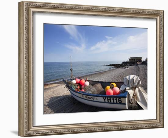 Fishing Boat on the Shingle Beach at Sheringham, Norfolk, England, United Kingdom, Europe-Mark Sunderland-Framed Photographic Print