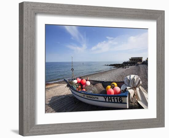 Fishing Boat on the Shingle Beach at Sheringham, Norfolk, England, United Kingdom, Europe-Mark Sunderland-Framed Photographic Print