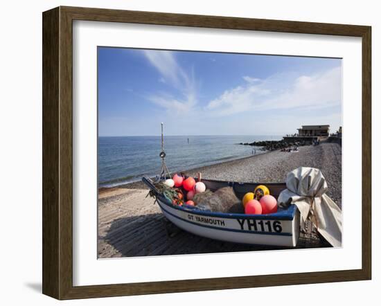 Fishing Boat on the Shingle Beach at Sheringham, Norfolk, England, United Kingdom, Europe-Mark Sunderland-Framed Photographic Print