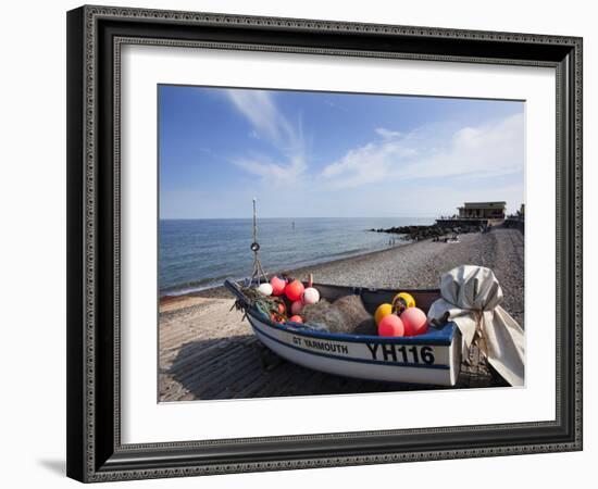 Fishing Boat on the Shingle Beach at Sheringham, Norfolk, England, United Kingdom, Europe-Mark Sunderland-Framed Photographic Print