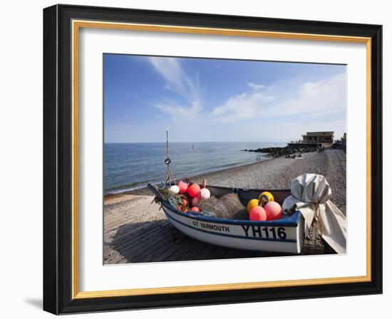 Fishing Boat on the Shingle Beach at Sheringham, Norfolk, England, United Kingdom, Europe-Mark Sunderland-Framed Photographic Print