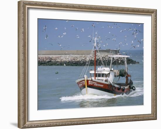 Fishing Boat Returning from Fishing, Deauville, Normandy, France-Guy Thouvenin-Framed Photographic Print