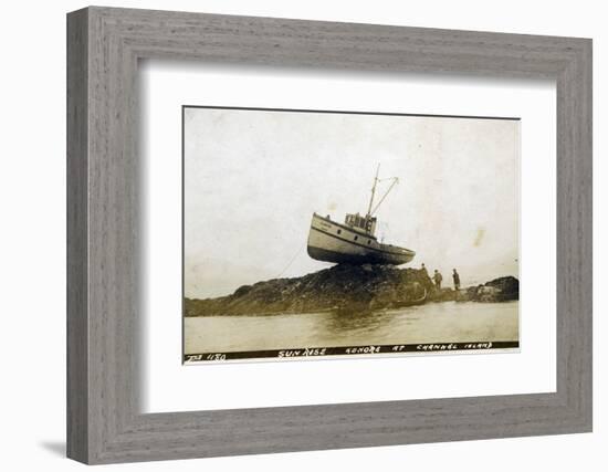 Fishing Boat, Sunrise Ashore at Channel Island, Alaska-null-Framed Photographic Print