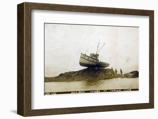 Fishing Boat, Sunrise Ashore at Channel Island, Alaska-null-Framed Photographic Print