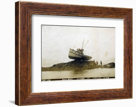 Fishing Boat, Sunrise Ashore at Channel Island, Alaska-null-Framed Photographic Print