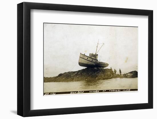 Fishing Boat, Sunrise Ashore at Channel Island, Alaska-null-Framed Photographic Print