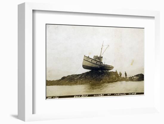 Fishing Boat, Sunrise Ashore at Channel Island, Alaska-null-Framed Photographic Print