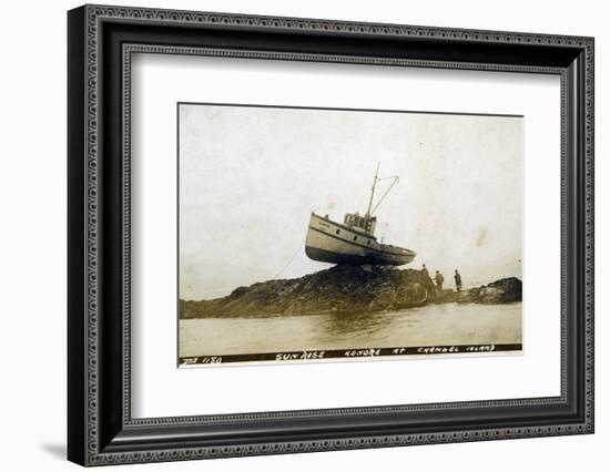 Fishing Boat, Sunrise Ashore at Channel Island, Alaska-null-Framed Photographic Print