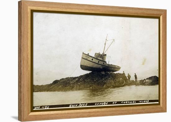 Fishing Boat, Sunrise Ashore at Channel Island, Alaska-null-Framed Premier Image Canvas