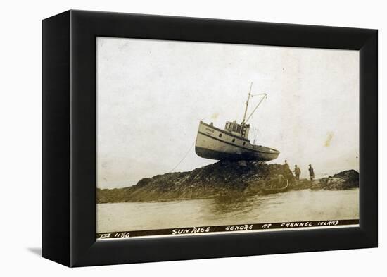 Fishing Boat, Sunrise Ashore at Channel Island, Alaska-null-Framed Premier Image Canvas