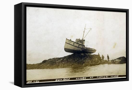 Fishing Boat, Sunrise Ashore at Channel Island, Alaska-null-Framed Premier Image Canvas