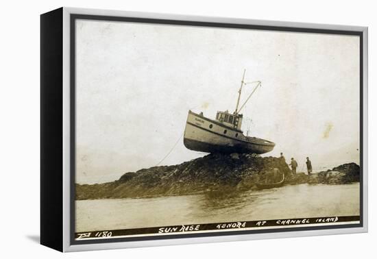 Fishing Boat, Sunrise Ashore at Channel Island, Alaska-null-Framed Premier Image Canvas