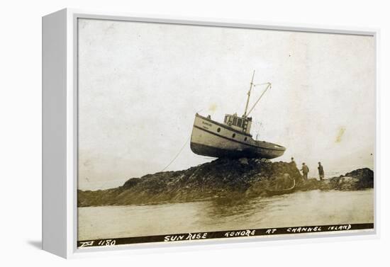 Fishing Boat, Sunrise Ashore at Channel Island, Alaska-null-Framed Premier Image Canvas