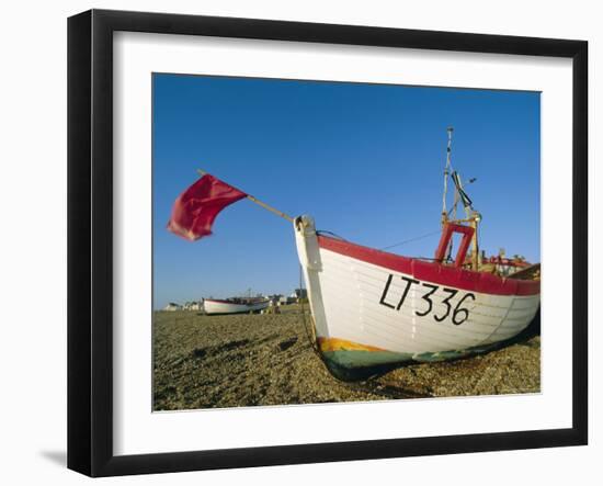 Fishing Boat with Red Flag on the Beach, Aldeburgh, Suffolk, England, UK, Europe-Lee Frost-Framed Photographic Print