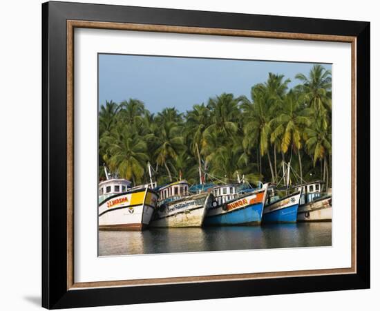 Fishing Boats Along the Backwaters, Near Alappuzha (Alleppey), Kerala, India, Asia-Stuart Black-Framed Photographic Print