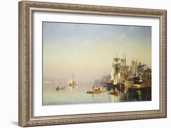 Fishing Boats and Barges on the Thames at Greenwich-Carl Neumann-Framed Giclee Print