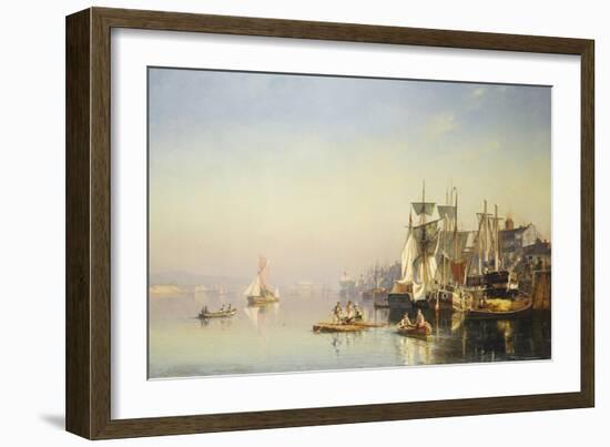 Fishing Boats and Barges on the Thames at Greenwich-Carl Neumann-Framed Giclee Print