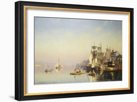 Fishing Boats and Barges on the Thames at Greenwich-Carl Neumann-Framed Giclee Print