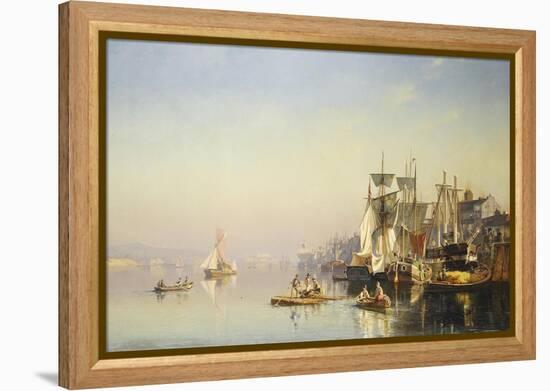 Fishing Boats and Barges on the Thames at Greenwich-Carl Neumann-Framed Premier Image Canvas