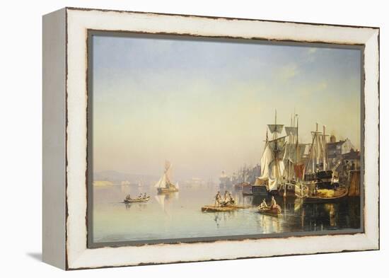 Fishing Boats and Barges on the Thames at Greenwich-Carl Neumann-Framed Premier Image Canvas