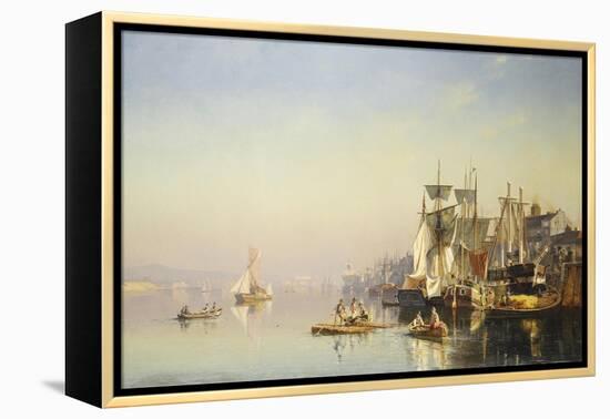Fishing Boats and Barges on the Thames at Greenwich-Carl Neumann-Framed Premier Image Canvas