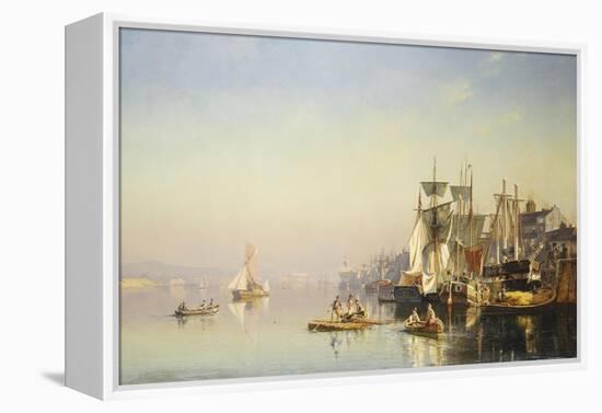 Fishing Boats and Barges on the Thames at Greenwich-Carl Neumann-Framed Premier Image Canvas