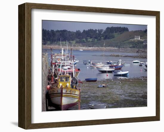 Fishing Boats and Pleasure Boats in Harbour, Cote De Granit Rose, Brittany, France-David Hughes-Framed Photographic Print