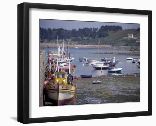 Fishing Boats and Pleasure Boats in Harbour, Cote De Granit Rose, Brittany, France-David Hughes-Framed Photographic Print