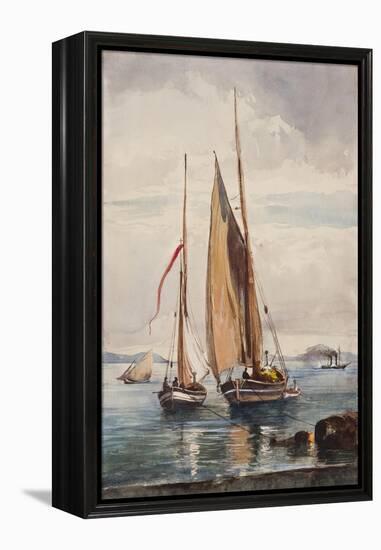 Fishing Boats and Steamship-Giacinto Gigante-Framed Premier Image Canvas