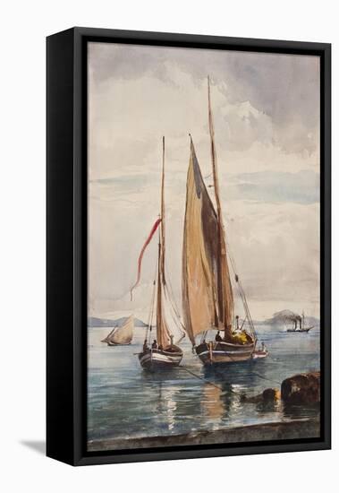 Fishing Boats and Steamship-Giacinto Gigante-Framed Premier Image Canvas