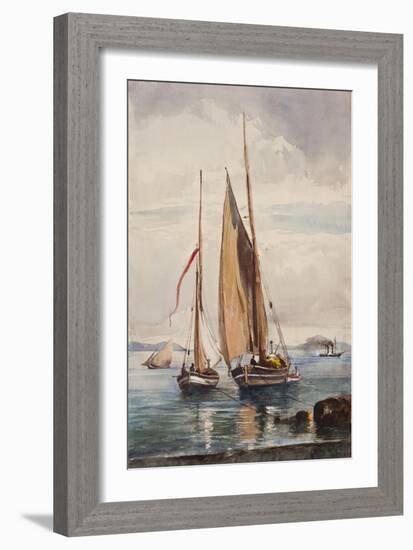 Fishing Boats and Steamship-Giacinto Gigante-Framed Giclee Print