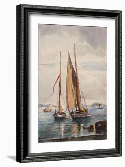 Fishing Boats and Steamship-Giacinto Gigante-Framed Giclee Print