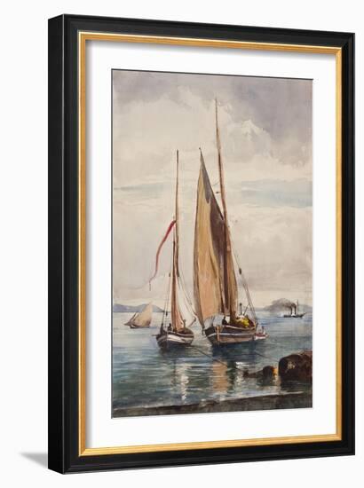 Fishing Boats and Steamship-Giacinto Gigante-Framed Giclee Print