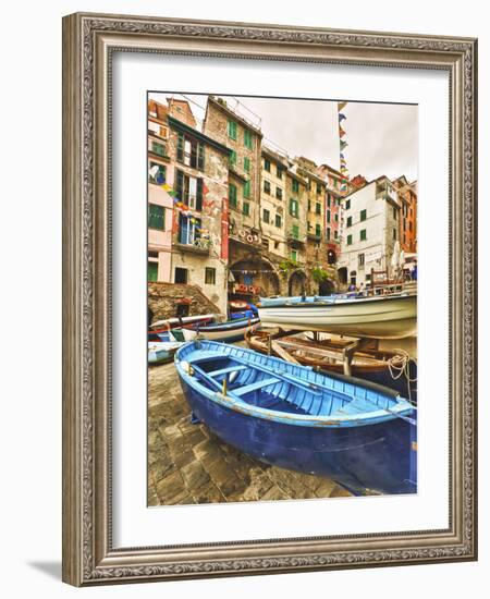 Fishing Boats are Parked in Streets Each Night, Manarola, Cinque Terre, Tuscany, Italy-Richard Duval-Framed Photographic Print