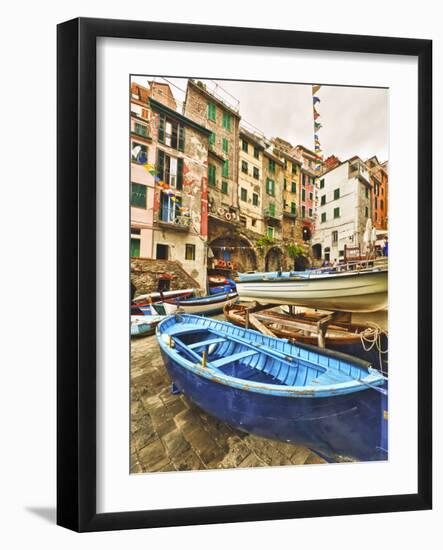 Fishing Boats are Parked in Streets Each Night, Manarola, Cinque Terre, Tuscany, Italy-Richard Duval-Framed Photographic Print