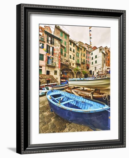 Fishing Boats are Parked in Streets Each Night, Manarola, Cinque Terre, Tuscany, Italy-Richard Duval-Framed Photographic Print