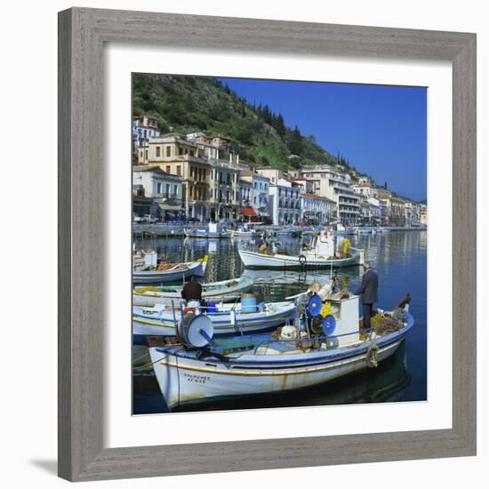 Fishing Boats at Port Town of Neapoli, Peloponnese, Greece, Europe-Tony Gervis-Framed Photographic Print