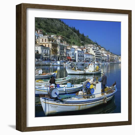 Fishing Boats at Port Town of Neapoli, Peloponnese, Greece, Europe-Tony Gervis-Framed Photographic Print