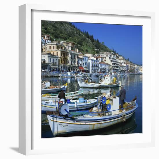 Fishing Boats at Port Town of Neapoli, Peloponnese, Greece, Europe-Tony Gervis-Framed Photographic Print
