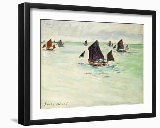 Fishing Boats at Pourville, 1882-Claude Monet-Framed Giclee Print