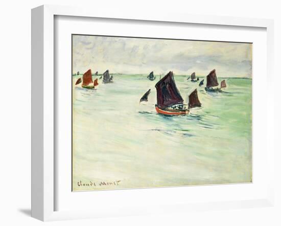 Fishing Boats at Pourville, 1882-Claude Monet-Framed Giclee Print