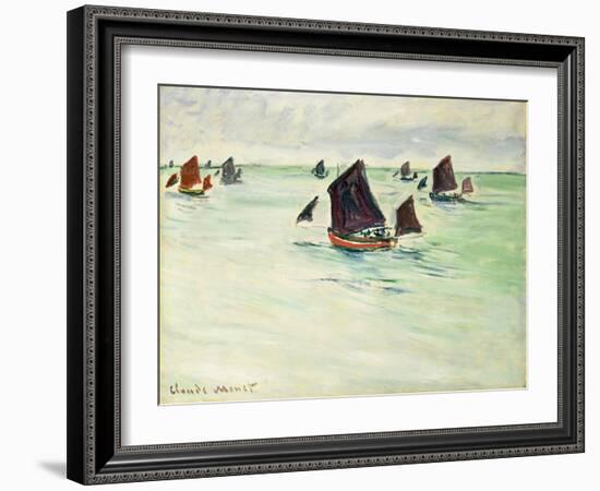 Fishing Boats at Pourville, 1882-Claude Monet-Framed Giclee Print