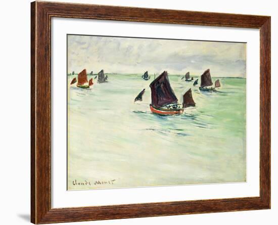 Fishing Boats at Pourville, 1882-Claude Monet-Framed Giclee Print