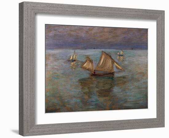 Fishing Boats at Pourville. Barques de Peche a Pourville. 1882-Claude Monet-Framed Giclee Print