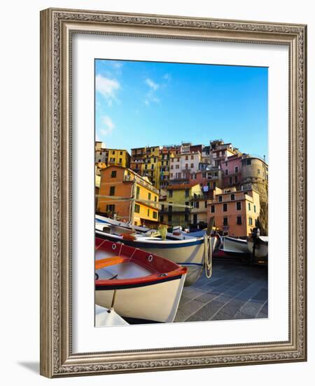 Fishing Boats at Rest in Manarola in Cinque Terre, Tuscany, Italy-Richard Duval-Framed Photographic Print