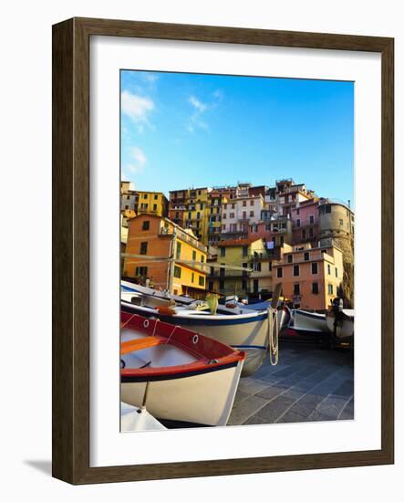 Fishing Boats at Rest in Manarola in Cinque Terre, Tuscany, Italy-Richard Duval-Framed Photographic Print