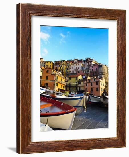 Fishing Boats at Rest in Manarola in Cinque Terre, Tuscany, Italy-Richard Duval-Framed Photographic Print