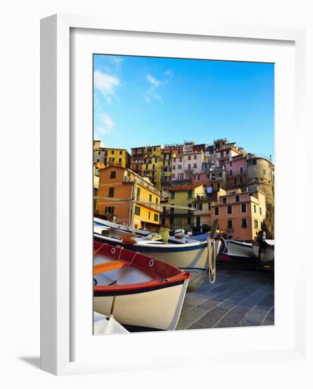 Fishing Boats at Rest in Manarola in Cinque Terre, Tuscany, Italy-Richard Duval-Framed Photographic Print